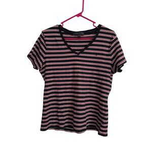 Tommy Hilfinger Striped Cotton V Neck Tee Size XL